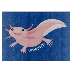 Cute rosa lycklig axolotl tecknad