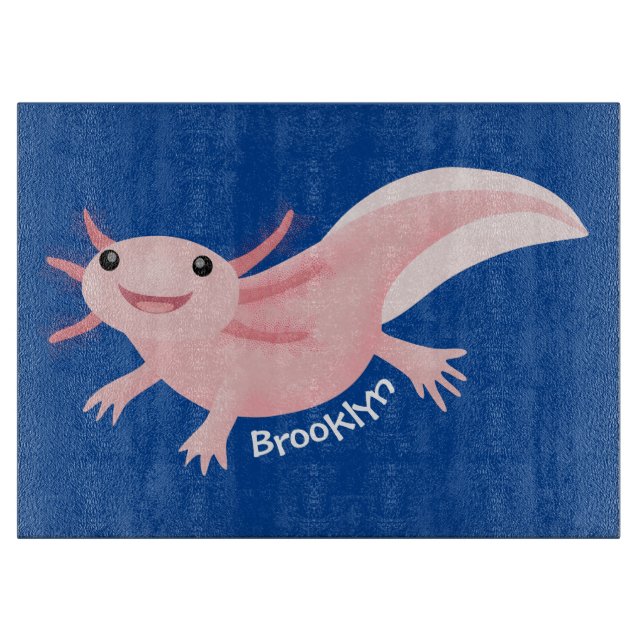 Cute rosa lycklig axolotl tecknad (Framsidan)