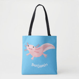 Cute rosa lycklig axolotl tygkasse