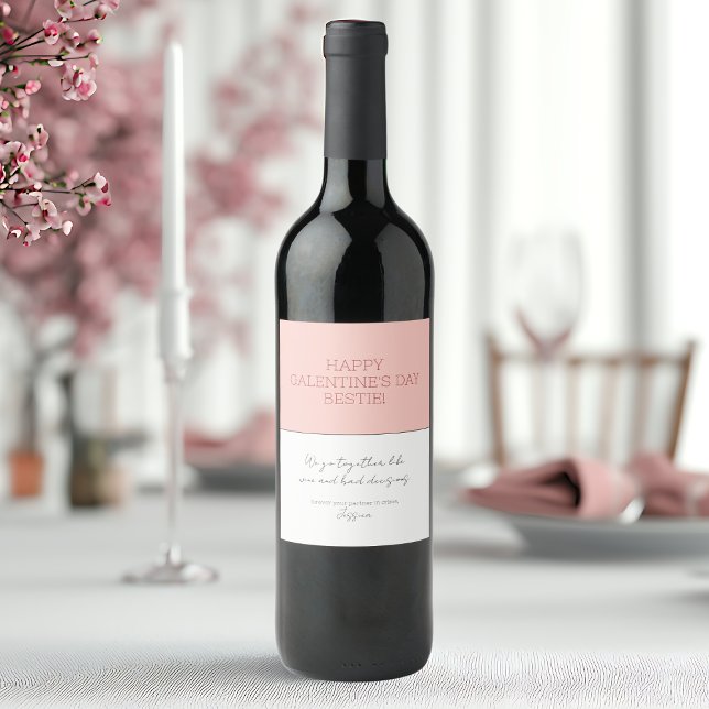 Cute Rosa Lycklig Galentines dagspartner i krimina Vinflaska Etikett (Cute Pink Happy Galentine's Day Partner In Crime Wine Label
)