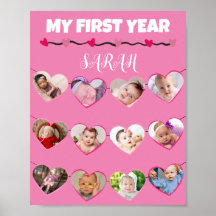 Cute Rosa lyssnar på mitt första år 12 fotokollage