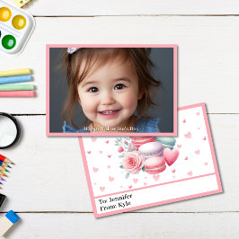 Cute Rosa Macarons Photo Classroom Alla hjärtans d Kort
