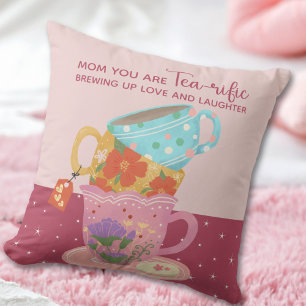 Cute Rosa Mamma du är teavård Kudde