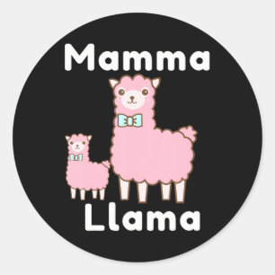 Cute Rosa mamma Llama Novelty Funny Llama Runt Klistermärke