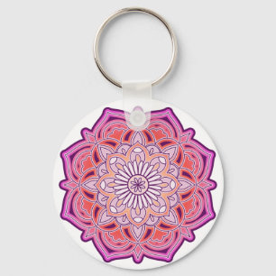 Cute Rosa Mandala Nyckelring