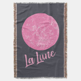 Cute Rosa Måne Illustration Fransk La Lune Blue Filt
