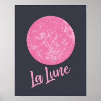 Cute Rosa Måne Illustration Fransk La Lune Blue