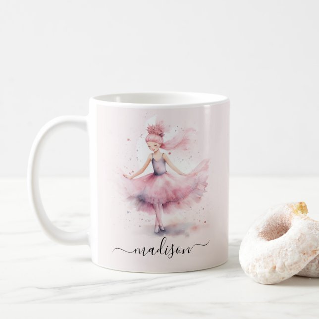 Cute rosa-manuset namn kaffemugg (Med munk)