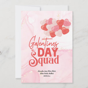 Cute Rosa Marble Glitter Galentine's Day Inbjudningar