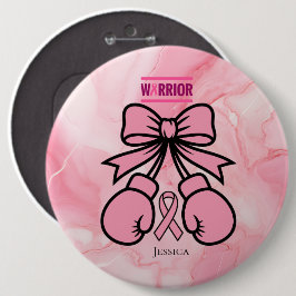 Cute Rosa Marcular Breast Cancer Warrior Namn Knapp
