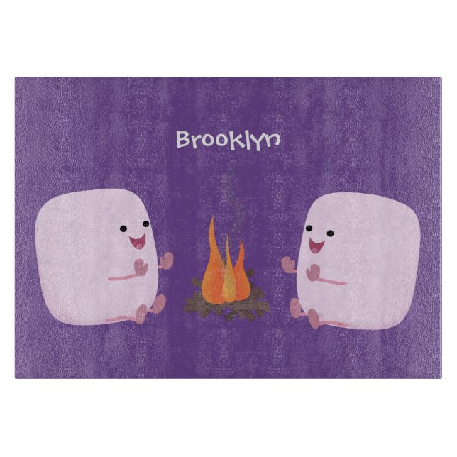 Cute rosa marshmallow efter tecknad av lägerbrand (Framsidan)