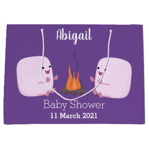 Cute rosa marshmallow efter tecknad av lägerbrand