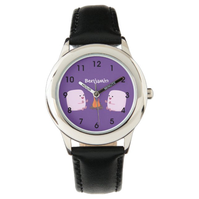 Cute rosa marshmallow efter tecknad av lägerbrand armbandsur (Framsida)