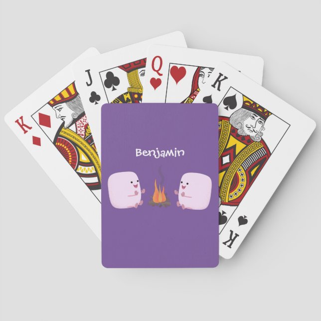 Cute rosa marshmallow efter tecknad av lägerbrand casinokort (Baksidan)