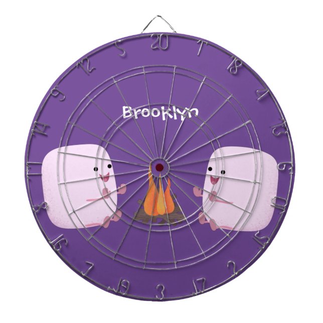 Cute rosa marshmallow efter tecknad av lägerbrand darttavla (Framsidan)