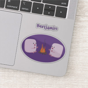 Cute rosa marshmallow efter tecknad av lägerbrand klistermärken