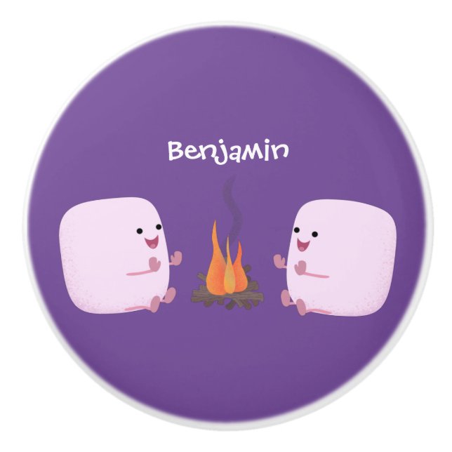 Cute rosa marshmallow efter tecknad av lägerbrand knopp (Framsidan)