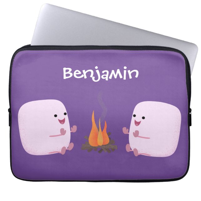Cute rosa marshmallow efter tecknad av lägerbrand laptop fodral (Framsidan)
