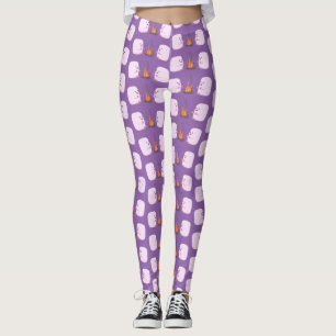 Cute rosa marshmallow efter tecknad av lägerbrand leggings