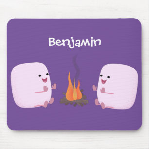 Cute rosa marshmallow efter tecknad av lägerbrand musmatta