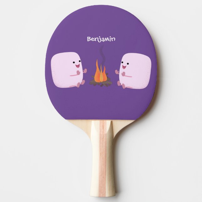 Cute rosa marshmallow efter tecknad av lägerbrand pingisracket (Framsidan)