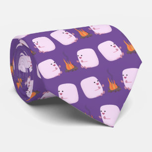 Cute rosa marshmallow efter tecknad av lägerbrand slips
