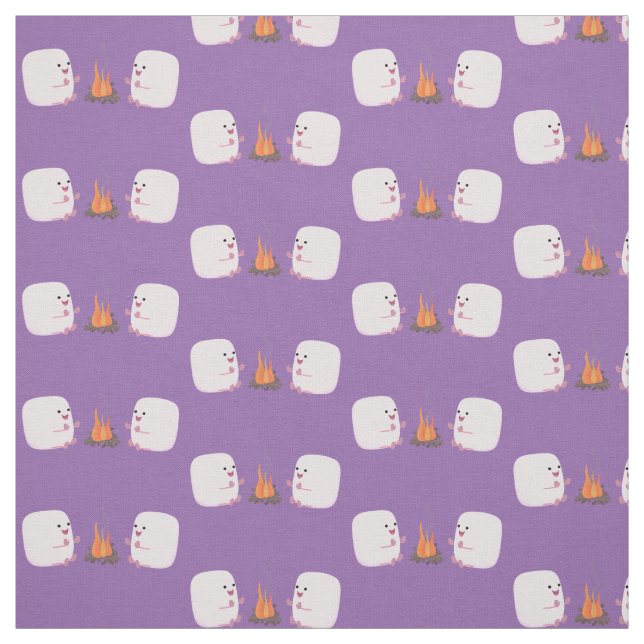 Cute rosa marshmallow efter tecknad av lägerbrand tyg (Provkarta)