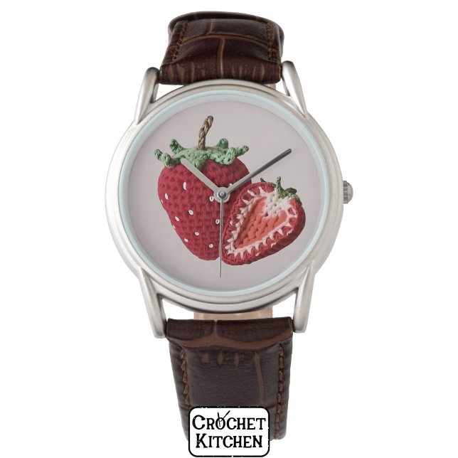 Cute Rosa Minimal Granny Chic Crochet Strawberry Armbandsur (Skapare uppladdad)