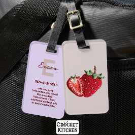 Cute Rosa Minimal Granny Chic Crochet Strawberry Bagagebricka