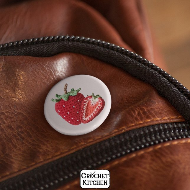 Cute Rosa Minimal Granny Chic Crochet Strawberry Knapp (Skapare uppladdad)