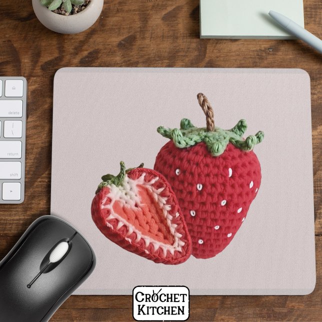 Cute Rosa Minimal Granny Chic Crochet Strawberry Musmatta (Skapare uppladdad)