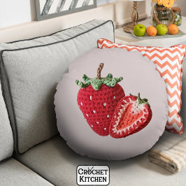 Cute Rosa Minimal Granny Chic Crochet Strawberry Rund Kudde