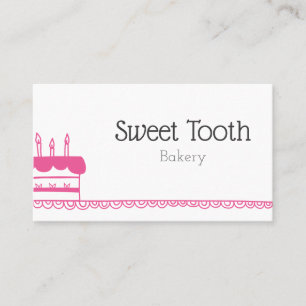 Cute Rosa Minimalist Cake Bakery Illustrated Visitkort