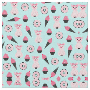 Cute Rosa Mint Piggy Donut Ice Cream Cone Mönster Tyg