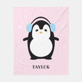 Cute Rosa modern baby penguin kawaii Illustration Fleecefilt