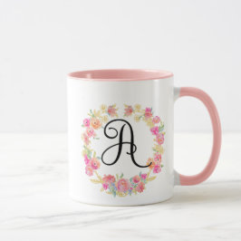 Cute Rosa Monogram (A) Utandning Mugg