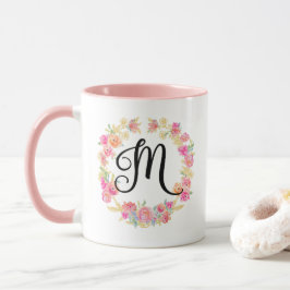 Cute Rosa Monogram (M) Utandning Mugg
