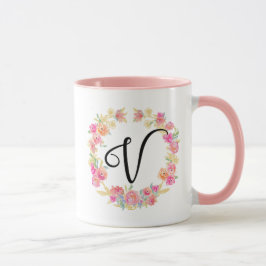 Cute Rosa Monogram (V) Utandning av nederbörd Mugg
