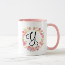Cute Rosa Monogram (Y) Utandning Mugg