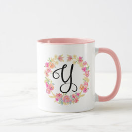 Cute Rosa Monogram (Y) Utandning Mugg