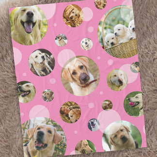 Cute Rosa Multi Photo Family Pet Fleecefilt