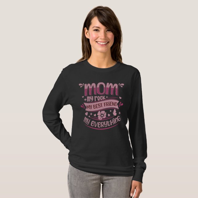Cute Rosa My Mamma, Sten, Best Friend Mors dag T Shirt (Hel framsida)