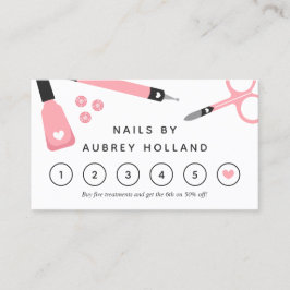 Cute Rosa Nail Artist Verktyg Loyalty Card Visitkort