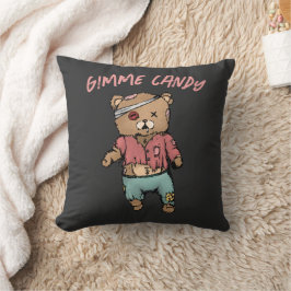 Cute Rosa Nalle Zombie Gimme Candy Halloween Kudde