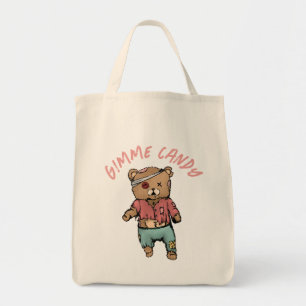 Cute Rosa Nalle Zombie Gimme Candy Halloween Tygkasse