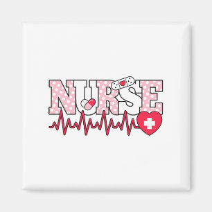 Cute Rosa Nurse Hjärtslag Sjuksköterska Magnet
