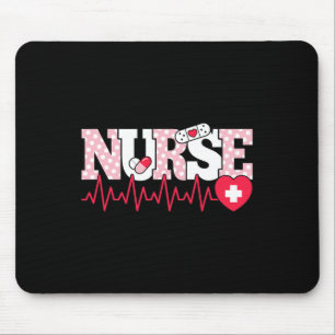 Cute Rosa Nurse Hjärtslag Sjuksköterska Musmatta