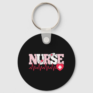 Cute Rosa Nurse Hjärtslag Sjuksköterska Nyckelring