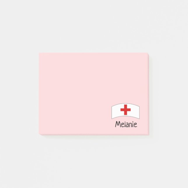 Cute Rosa Nurse Personlig Post-it Block (Framsida)