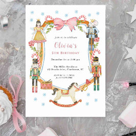 Cute Rosa Nutcracker, julafton Birthday Inbjudningar